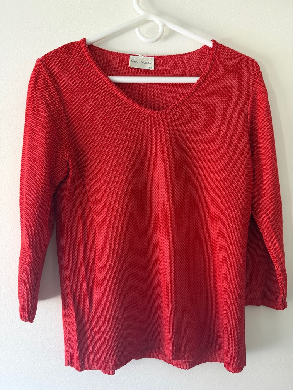 Sarah Arizona Red V-Neck Knit Sweater
